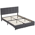 thumbnail image 3 of Al Fresco Full Size Bed Frame with Tufted Wingback Headboard, Metal Platform Bed with Storage Drawers, No Box Spring Needed, Dark Gray, 3 of 7