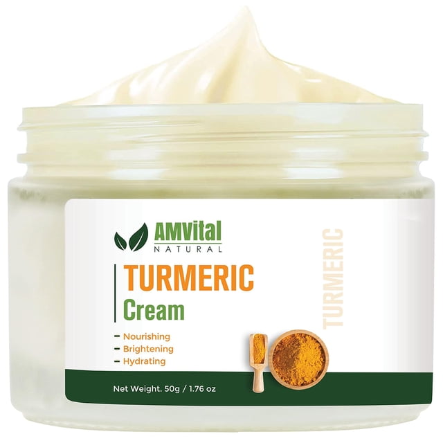 AMVital Crema de Cúrcuma - Una Crema Hidratante de Cúrcuma Natural para Calmar e Hidratar Cara y Cuello - Crema Natural Hecha a Mano para el Cuerpo - Apto para Todo Tipo de Piel