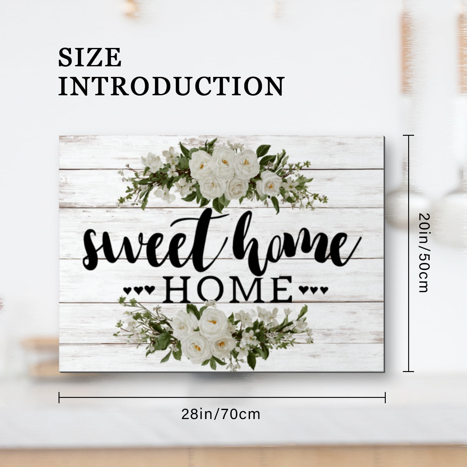 Diatomite Cover for Gas Stove Top, White Flowers Sweet Home Print Heat Resistant Stove Burner Covers, Glass Induction Cooktop Protector Mat for Kitchen RV (28×20 Inch)