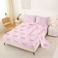 thumbnail image 2 of Erosebridal Pink Letter D Personalized Initial Bed Sheets For Girls,Dreamy Princess Bow Tie King Sheets 4pcs, 2 of 6