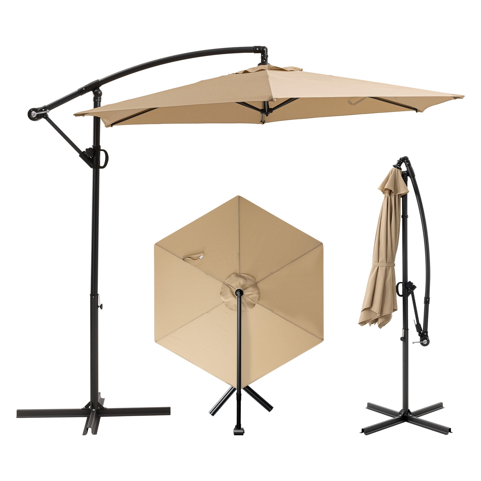 COSIEST 9ft Offset Patio Umbrella, Cantilever Hanging Outdoor Umbrella for Market, Backyard, Poolside, Garden