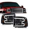 thumbnail image 2 of LED DRL Headlights Fit for Ford F250 F350 F450 F550 Super Duty 2005-2007 Bumper Headlamps Clear lens Black Housing Amber Reflector, 2 of 10