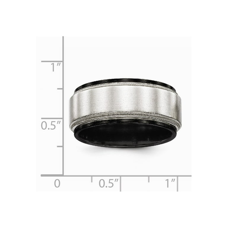 Edward Mirell Black Titanium & Sterling Silver Satin & Polished Milgrain Band Edward Mirell Black Titanium & Sterling Silver Satin & Polished Milgrain Band
