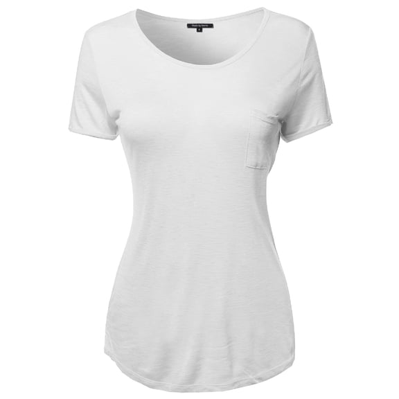 FashionOutfit Women's Solid Cap Sleeve Crew neck Tee Shirt in Various Colors