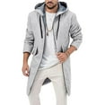 thumbnail image 2 of QHFBli Water-Resistant Mens Trench Coat Men's Winter Wool Blend Anorak Long Hooded Overcoat with Soft Warm Comfortable Grey L, 2 of 5