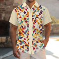 thumbnail image 2 of Mens Flower Casual Button Down Short Hawaiian Shirts Flower Print Suits Tropical 2PC Set Summer Shirt, 2 of 6
