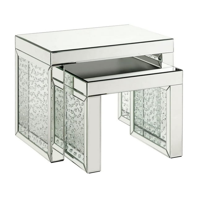 Mesa Benzara Benjara con tapa de espejo y detalles de cristal