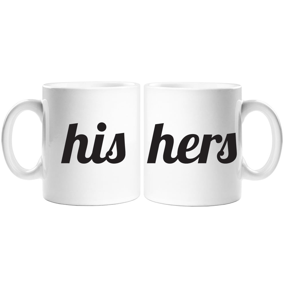 3dRose mug_112859_2 His-Part of His and Hers Set for Romantic Couples-Black and White Retro Vintage Label for Him Ceramic Mug 15-Ounce 