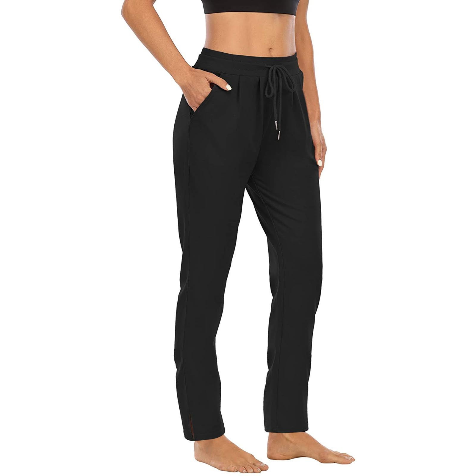 YWDJ Joggers for Women High Waist Plus Size Autumn Winter Yoga Sports Loose  Casual Long Pants Trousers With Pocket Black M 