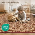 thumbnail image 4 of ODIKA 9'x12' Washable Area Rug Bedside Shaped Way Motif Curling Botanical Vintage Hallways Entry for Great Room, Indoor Concept, Large Living Low Pile, Flatwoven, 4 of 7