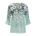 thumbnail image 2 of Cilsoka Blouses for Women Dressy Casual Short Sleeve, 3/4 Sleeve Womens Tops Bohemia Flower Summer Button Down Shirts Lightweight Cardigans Bell Sleeve T Shirts for Women, 2 of 4
