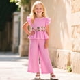 thumbnail image 4 of Splozh Toddler Girl Outfit Smocked Strap Camisole Linen Pants Girls 2 Piece Summer Set Girls Cute Outfit,Pink,4-5 Years, 4 of 5