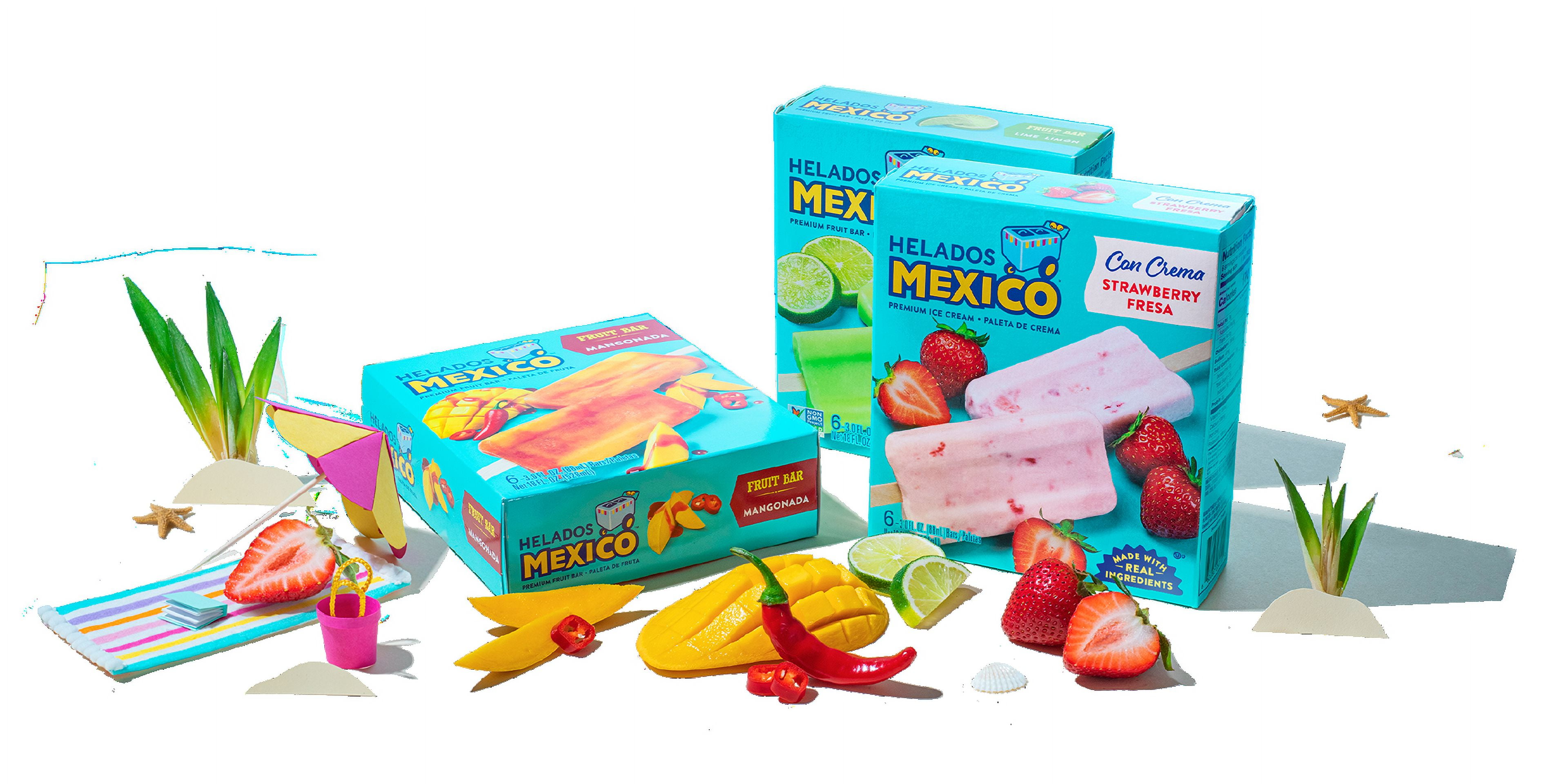 Helados Mexico Minis Strawberry, Coconut and Mango Real Fruit and Ice Cream Bars Variety Pack, Gluten-Free, Frozen, 36 fl oz, 24 count