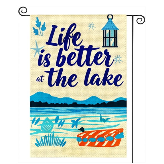 SPXUBZ Lake Life Garden Flag 12 x 18 Inch Linen Outdoor Yard Flag Summer Outdoor Home Decor Front Porch Lawn Patio Seasonal Decoration