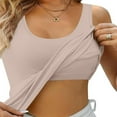 thumbnail image 2 of NIEWTR Womens Camisole with Shelf Bra Cotton Tank Top Adjustable Spaghetti Straps Cami Tops（A01-Khaki,XL), 2 of 4