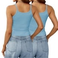 thumbnail image 4 of QUINDOS Ribbed Tank Tops for Women Athletic 2 Pack Summer Camisoles for Women Sleeveless Workout Multi Pack Crew Neck Spaghetti Strap Shirts Tops Solid Color Slim Fitted Undershirts, 4 of 6