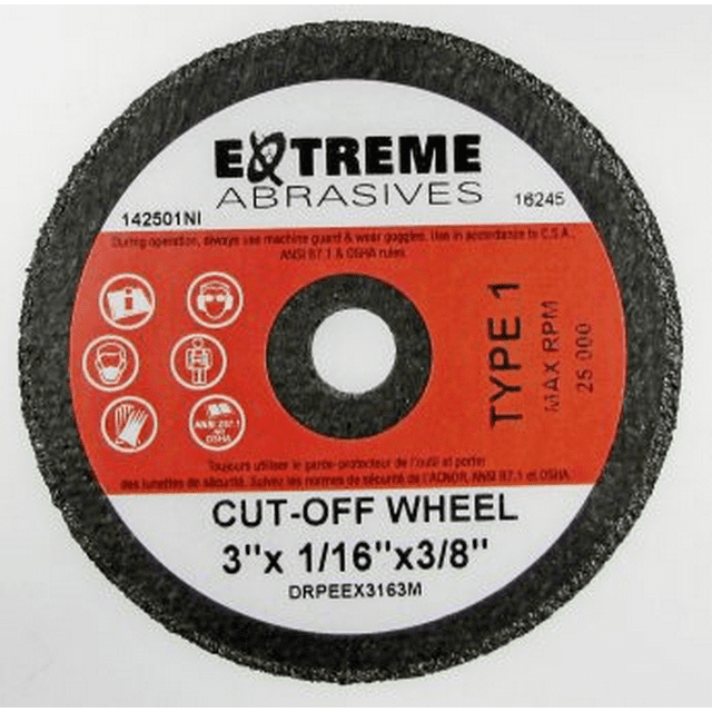 Extreme Abrasives RD59105-50 (50) Petite Roue à Découper 3X1/16X3/8 Pouces T1 A36-R-Bf