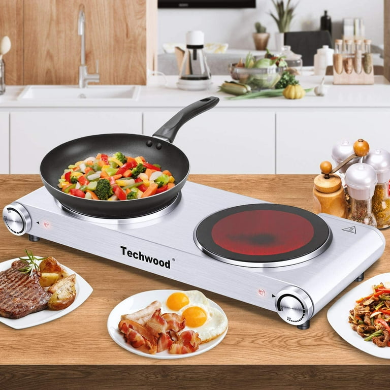 Techwood Hot Plate Electric Stove Single Burner Countertop Infrared Ceramic  Cooktop, 1500W Timer and Touch Control