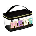 thumbnail image 2 of Bolsa de cosméticos Yinane con letras de chenilla organizador de maquillaje transparente Negro, 2 of 8