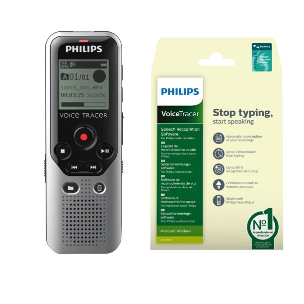 Philips VoiceTracer Audio Recorder DVT1200 with Speech Recognition