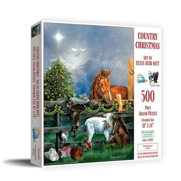 SUNSOUT INC - Country Christmas - 500 pc Jigsaw Puzzle by Artist: Eileen Herb-witte - Finished Size 18" x 24" Christmas - MPN# 60414