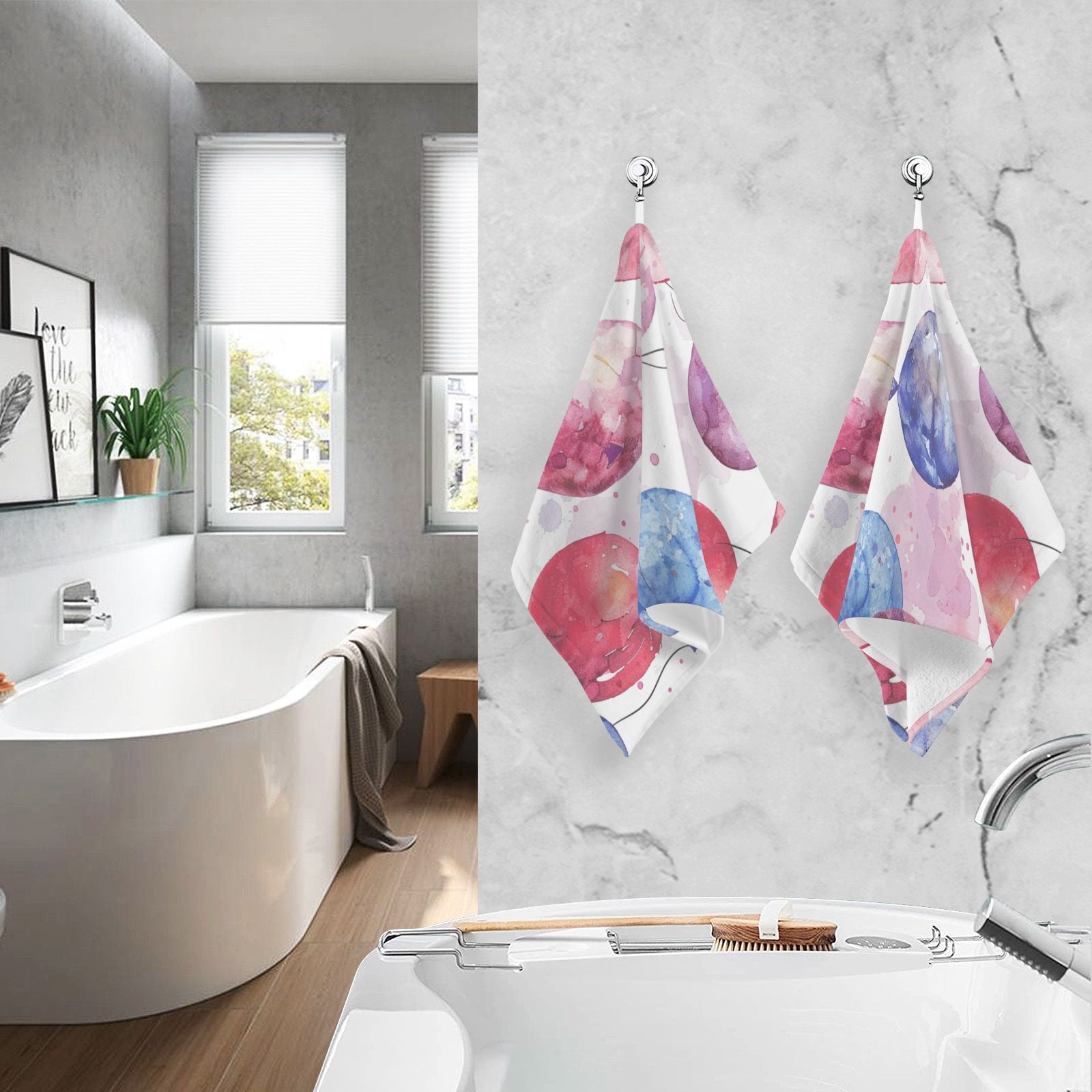 Many Balloons Hand Towels Cotton Bath Towels Large Face Towels Absorbent for Bathroom 2 Packs