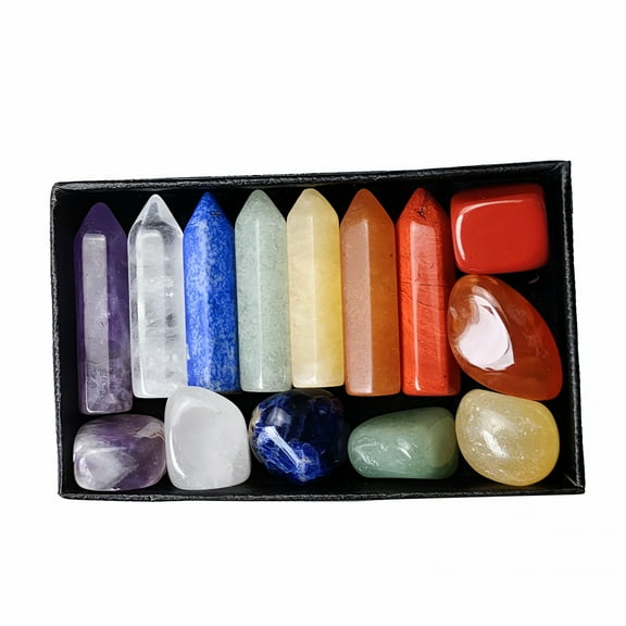 LAMIRO 14Pcs Natural Healing Crystals Chakra Stones Colorful Crystals Healing Stones