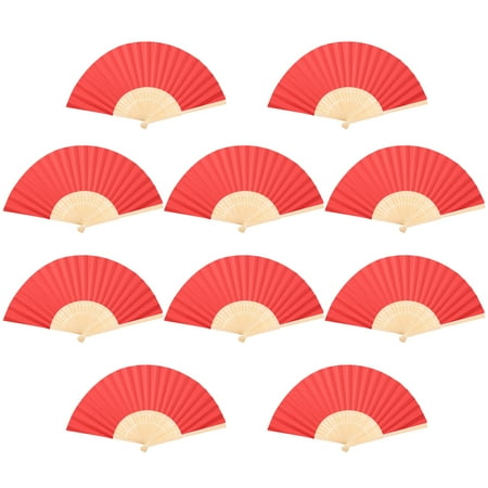 

Uposao Folding Bamboo Fan Paper Fan DIY Children Painting Fan Blank Solid Color Cooling Fan Writing Painting Durable Bamboo Fan Props for Photo Painting Stage Performance Bright Red