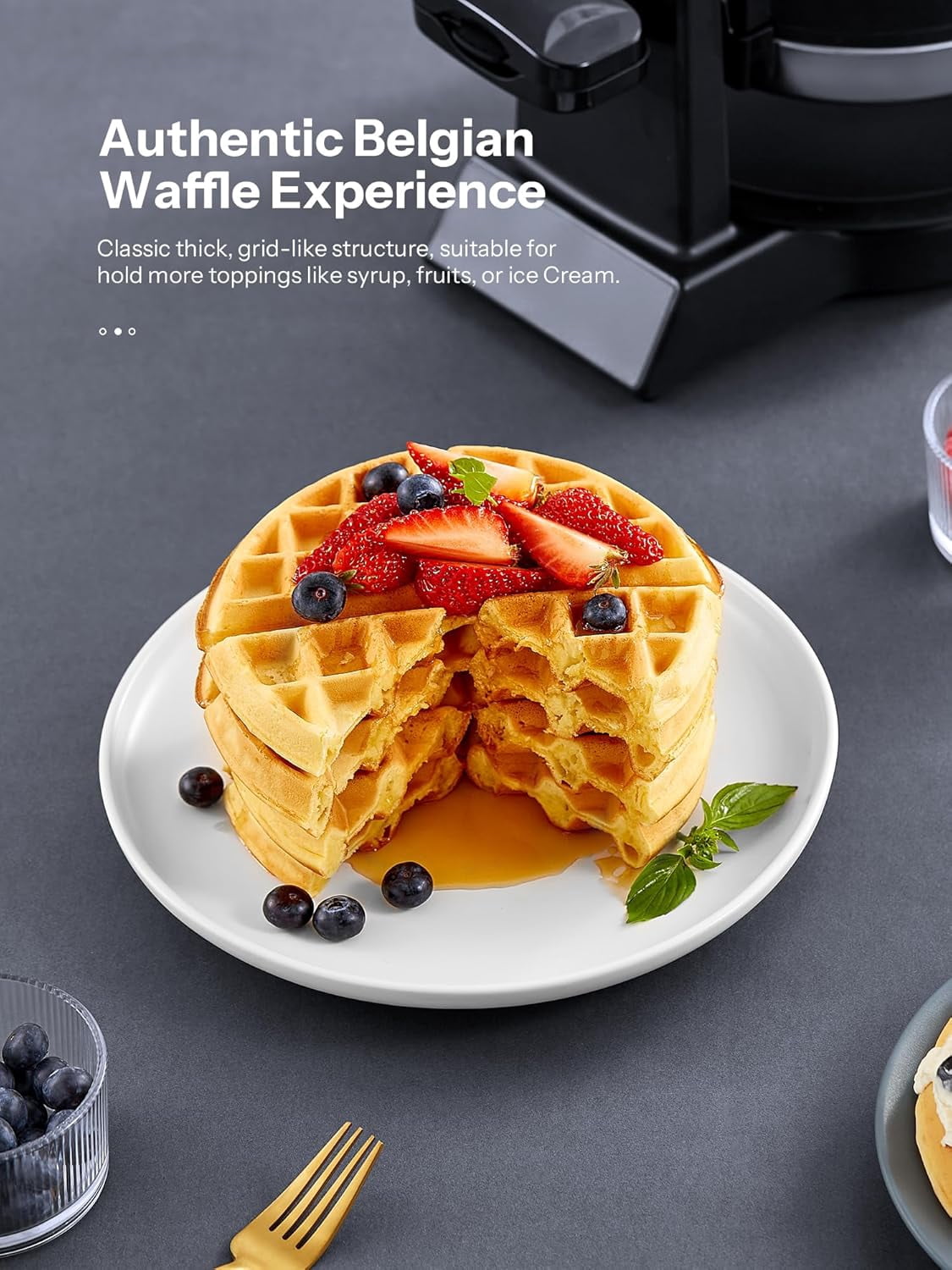 Belgian Waffle Maker - Professional Rotating Waffle Iron with Double Flip Technology, Nonstick Plates, Removable Drip Tray & Cool-Touch Handles