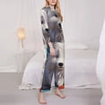 thumbnail image 3 of Honeii White Wolf With Flowers print Women's Pajama Sets Long Sleeve Button Down Sleepwear Nightwear Soft Pjs Lounge Sets-X-Large, 3 of 7