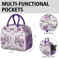 thumbnail image 6 of Lunch Bag Lunch Box for Women Reusable Insulated Lunch Cooler Bags,Large Capacity for Work Travel Picnic,Water-Resistant Botanical Leaves Floral Lunch Tote Bag Gifts for Woman Mom Purple, 6 of 6