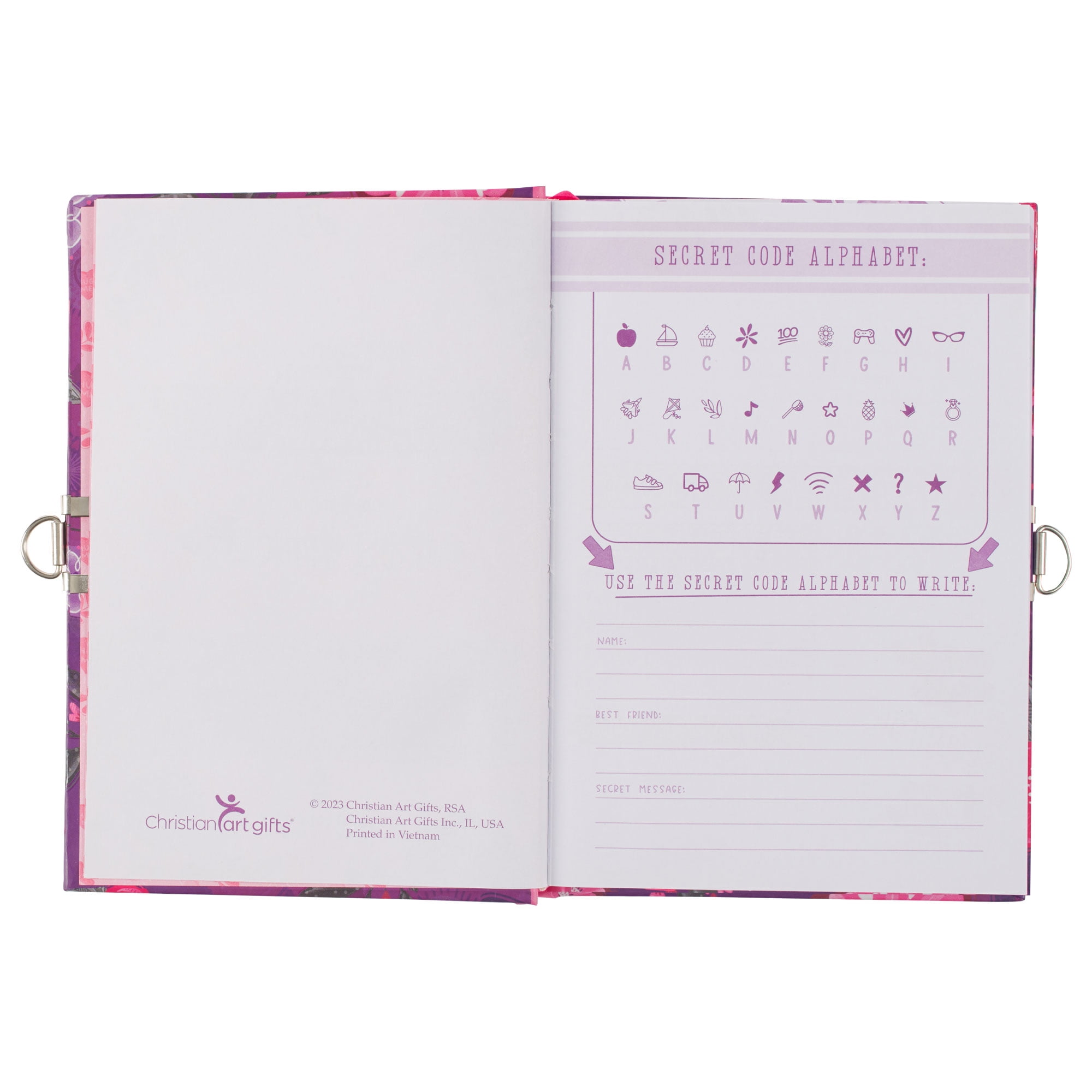 Secret Diary with Lock/Keys, Girls Interactive Christian Purple/Pink Journal with Writing Prompts Teen, Tween God’s Princess 1 Peter 2:9 Bible Verse