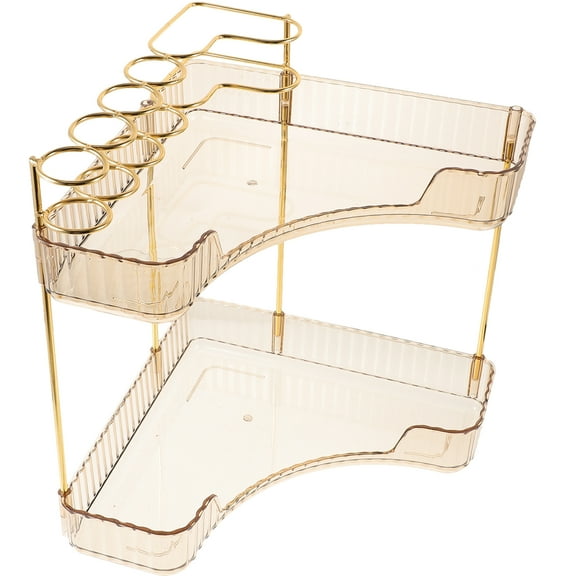 FENGGUIQU Simple Design Golden Metal Bathroom Corner Shelf Organizer for Cosmetics