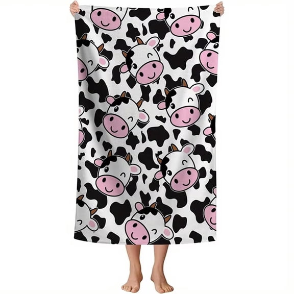 Beach Towel Cute Cow-Patterned Beach Towel Patterned Sunscreen And Windproof Suitable For Swimming Pool Camping Travel Blanket