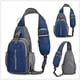 thumbnail image 5 of Bolsa de pecho para hombre - Bolsa bandolera de nylon resistente al agua con múltiples compartimentos • Tira reflectante • Agujero para auriculares • 36x20x9cm, 5 of 7