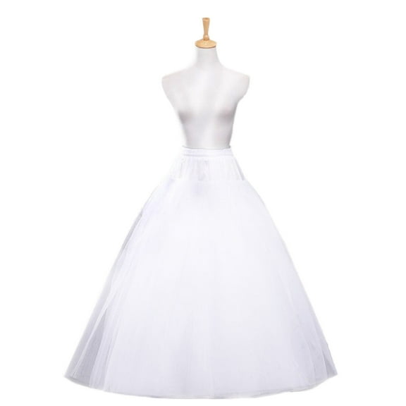 Women Bride Petticoat Crinoline Underskirts Wedding Skirt Four Layer Fluffy Gauze with Elastic Waistband and Straps White