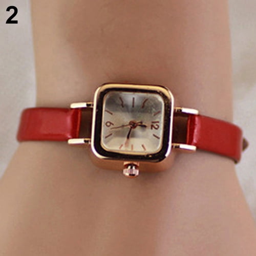 Xinyolin Women's Slim Faux Leather Strap Square Dial Analog