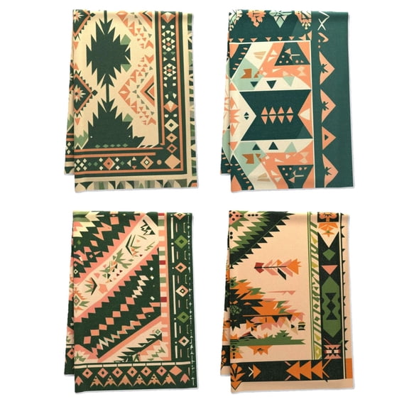 Bohemia Handy Hand Towels Symmetrical Aztec Pattern Dark Maroon Decorative Hand Towels Wall Art Elegant Boho Versatile Dish Towels for Garden Car Dressing Room Bath 16 X 24Inches 4Pcs
