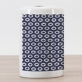 thumbnail image 3 of Indigo Ceramic Toothbrush Holder, Grunge Abstact Geometrical Design with Sketchy Round Rectangulars Image, Decorative Versatile Countertop for Bathroom, 4.5" X 2.7", Dark Blue and White, by Ambesonne, 3 of 4