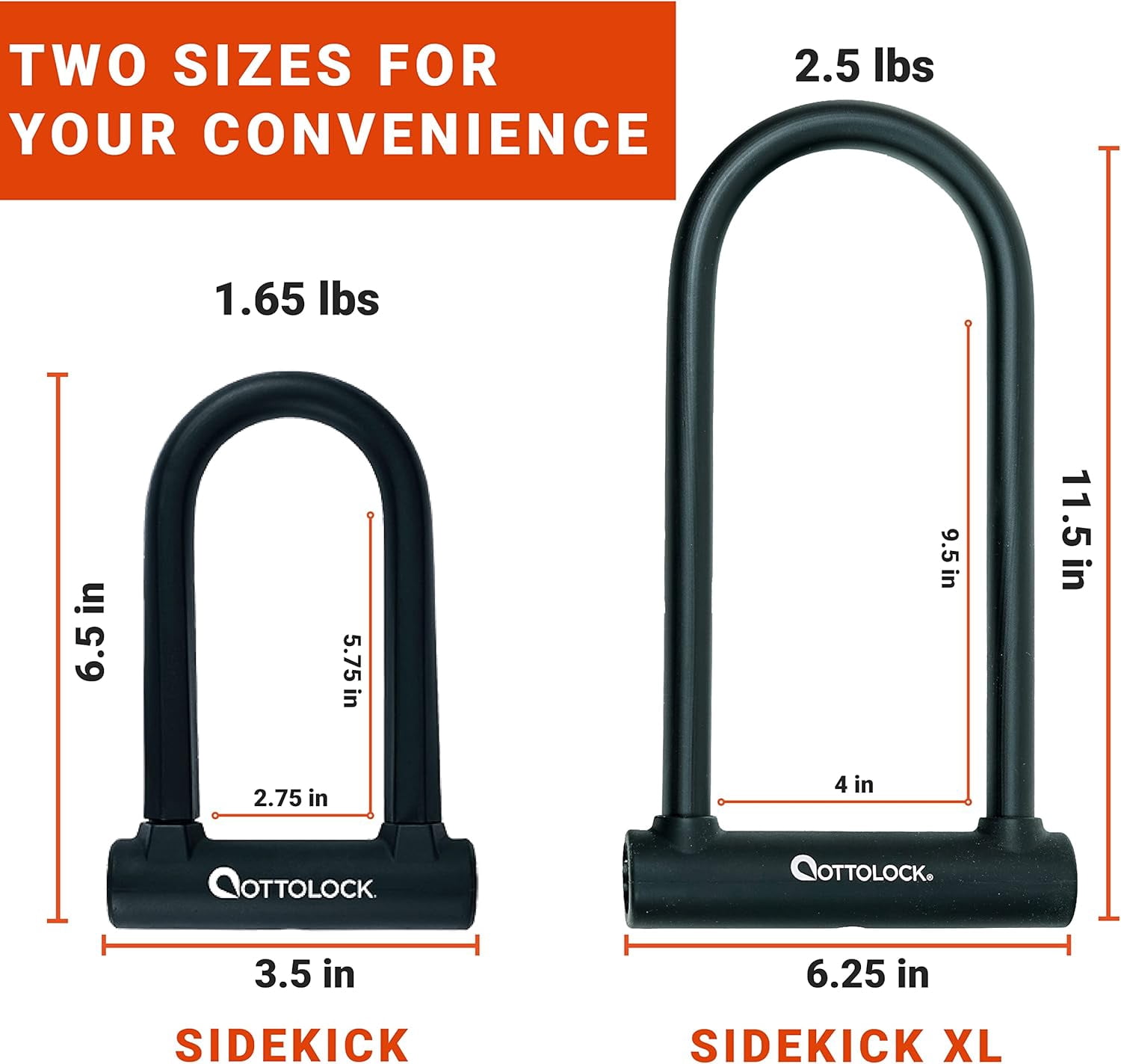 Compact U-Lock and Cable Bundle - Heavy Duty Anti Theft Bicycle U-Lock with Keys, Silicone-Coated, Bike Accessories, Orange