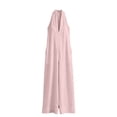 thumbnail image 6 of 1950s Retro High-Waisted Linen Sleeveless Jumpsuit Deep V-Neck Wide-Leg, 6 of 9
