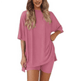 thumbnail image 2 of Conjunto de Dos Piezas para Mujer, Verano 2025, Informal, de Talla Grande, con Pantalones Cortos de Motociclista, Rosa, XXL, 2 of 8