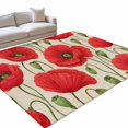 thumbnail image 2 of 4'x6' Area Rugs, Red Flowers Indoor Outdoor Area Rug for Living Room Bedroom, Country Botanical Poppy Blossom Floral Beige Washable Bathroom Rugs Kitchen Floor Carpet Mats Home Decor Aesthetic, 2 of 8