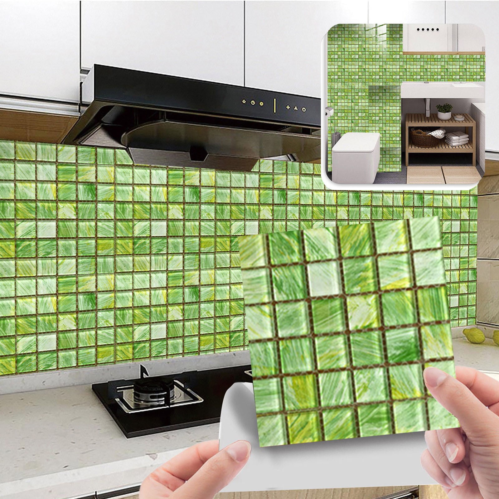 Peel and Stick Backsplash 10-Sheet Mosaic Backsplash for Kitchen Wall Waterproof Peel and Stick Backsplash Tile Peel and Stick for Bathroom Kitchen Cabinet Shower 4"x4"