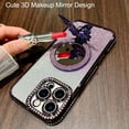 thumbnail image 5 of Magnetic Glitter Case for iPhone 17 Pro Max,[Compatible with MagSafe] Bling Sparkly Diamond with Camera Protector&Butterfly Kickstand&Makeup Mirror Women Girls Case for iPhone 17 Pro Max,Pink, 5 of 9