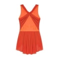 thumbnail image 4 of vastwit Girls Rhinestones Cutout Sleeveless Lyrical Dance Dress Figure Skating Performance Ballet Latin Jazz Dancewear Orange 6, 4 of 7
