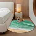 thumbnail image 2 of Green Coastal Beach Round Area Rug 6Ft Washable Circle Rugs for Bathroom Office, Summer Nautical Ocean Beige Seaside Non-Slip Carpet Floor Mats Indoor Outdoor Carpet Runner Aesthetic Home Decor, 2 of 8