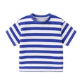 thumbnail image 4 of Guluxicc Boys Striped T Shirts Kids Toddler Fashion Crewneck Short Sleeve Loose Summer Tees Tops 1-14 Year, 4 of 7