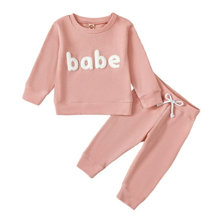 

Xiulive Toddler Boys Long Sleeve Letter Prints Tops Solid Color Pants Two Piece Casual Sports Outfits Set For Kids Clothes Casual Soft Outfits