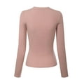 thumbnail image 4 of Made by Olivia Women's Solid Long Sleeve Crew Neck Fitted Ribbed Sweater Top, 4 of 7